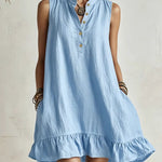 Cute A-line Stand Collar Ruffled Mini Dress