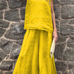 Women's Solid Color Casual Loose Stylish Sleeveless Top Pants Two Piece Suit