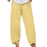 Women's Solid Color Loose Elegant Casual Simple Cotton And Linen Ninth Pants