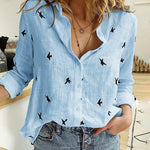Zeagoo Zeagoo Women's Casual Lapel 3/4 Sleeve Tops Cute Print Lapel Blouse Loose Fit T Shirt