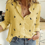 Zeagoo Zeagoo Women's Casual Lapel 3/4 Sleeve Tops Cute Print Lapel Blouse Loose Fit T Shirt