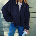 Zipper Button Fleece Sherpa Jacket Bear Teddy Coat