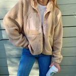 Zipper Button Fleece Sherpa Jacket Bear Teddy Coat