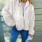 Zipper Button Fleece Sherpa Jacket Bear Teddy Coat