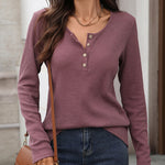 Zeagoo Zeagoo Casual Waffle Long Sleeve Henley Shirt for Women Casual Work Office Loose Fit 2026 | Under $40