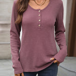Zeagoo Zeagoo Casual Waffle Long Sleeve Henley Shirt for Women Casual Work Office Loose Fit 2026 | Under $40