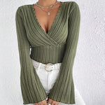 Zeagoo Zeagoo Chic Bell Sleeves Pit-Stripe Knit Top for Women Casual Work Office Loose Fit 2026 | Under $40