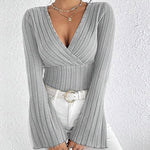 Zeagoo Zeagoo Chic Bell Sleeves Pit-Stripe Knit Top for Women Casual Work Office Loose Fit 2026 | Under $40