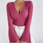 Zeagoo Zeagoo Chic Bell Sleeves Pit-Stripe Knit Top for Women Casual Work Office Loose Fit 2026 | Under $40