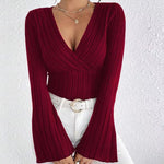 Zeagoo Zeagoo Chic Bell Sleeves Pit-Stripe Knit Top for Women Casual Work Office Loose Fit 2026 | Under $40