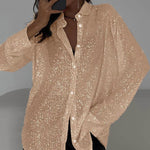 Zeagoo Zeagoo Casual Shiny Sequin Oversized Shirt for Women Casual Work Office Loose Fit 2026 | Under $40