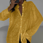 Zeagoo Zeagoo Casual Shiny Sequin Oversized Shirt for Women Casual Work Office Loose Fit 2026 | Under $40