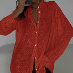Zeagoo Zeagoo Casual Shiny Sequin Oversized Shirt for Women Casual Work Office Loose Fit 2026 | Under $40