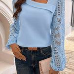 Zeagoo Zeagoo Chic Slant collar Floral Cutout Sleeve Top for Women Casual Boho Summer Vacation 2026 | Under $40