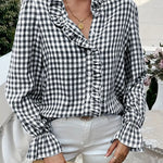 Zeagoo Zeagoo Women's Chic Gingham Ruffle Blouse for Women Cute Summer Casual 2026 | Under
