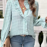 Zeagoo Zeagoo Women's Chic Gingham Ruffle Blouse for Women Cute Summer Casual 2026 | Under