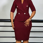 Anti-Wrinkle Double-Breasted Business Dress