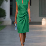 Modern Classy Keyhole Neckline Satin Sleeveless Dress