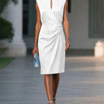 Modern Classy Keyhole Neckline Satin Sleeveless Dress