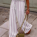 Chic Vacation Style Vertical Stripes Wide-Leg Pants