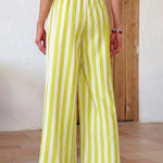 Chic Vacation Style Vertical Stripes Wide-Leg Pants