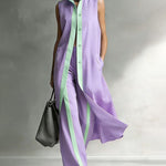 Summer Casual Commuter Sleeveless Maxi Cardigan Pants Set