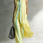 Summer Casual Commuter Sleeveless Maxi Cardigan Pants Set