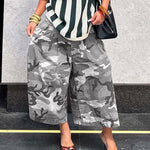 Cargo Style Wide-Leg Cotton Camo Pants