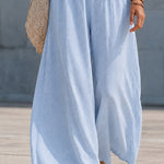 Casual Plaid Sleeveless Top and Wide-Leg Pants Set
