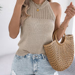 Summer Casual Halter Neck Knit Tank Top