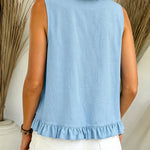 Boho Chic Relaxed Fit Ruffle Trim Sleeveless Top