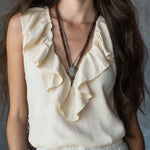 Casual Ruffled Neckline V-Neck Sleeveless Top