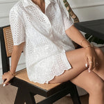 Summer Floral Eyelet Embroidery Cotton Co-Ord Set