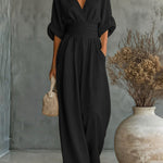 Elegant Vacation Ruched Empire Waist Jumpsuit