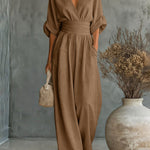 Elegant Vacation Ruched Empire Waist Jumpsuit