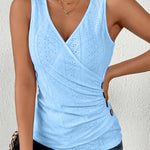 Casual V-Neck Sleeveless Wrap Ruched Tank Top