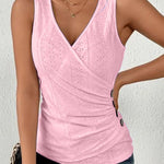 Casual V-Neck Sleeveless Wrap Ruched Tank Top