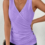 Casual V-Neck Sleeveless Wrap Ruched Tank Top