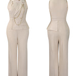 Quiet Luxury Smart Casual Sleeveless Jumpsuit with Metal Chain