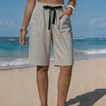 Summer Resort Pinstripe Drawstring Shorts
