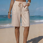 Summer Resort Pinstripe Drawstring Shorts