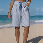 Summer Resort Pinstripe Drawstring Shorts