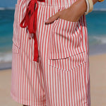 Summer Resort Pinstripe Drawstring Shorts