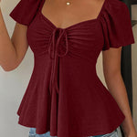 Cute Openwork Embroidered Jacquard Blouse