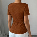 Twist Front Asymmetric Neck Ruched Top