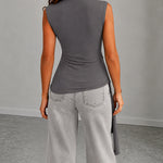 Modern Casual Draped Knot Detail Sleeveless Top
