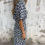 Fashion Casual Leopard Print Twist Waist Shirt Dress