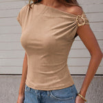 Elegant One Shoulder Slim Fit Elastic Knit Top