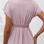 Summer Elegant Cap Sleeve Fold Pleated Detail Blouse
