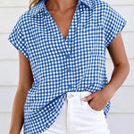Retro Plaided Short Sleeve Blouse